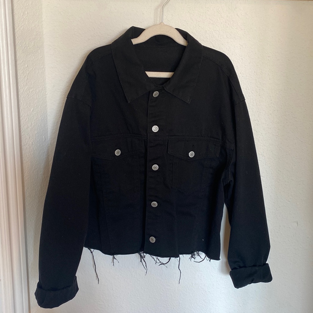 John Gault Solid Black Denim Jacket